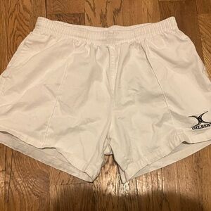 Gilbert Rugby Shorts Men's XL White 100% Cotton Embroidered Drawstring Used
